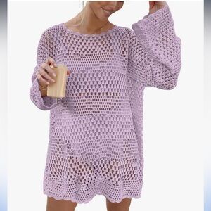 NWT, S, Mauve Purple, Prinbara, Amazon, Crochet Cover Up, Women